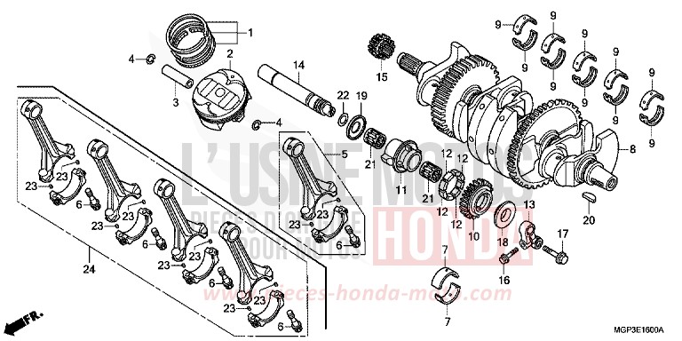 ARBRE VILEBREQUIN/PISTON de CBR1000RR "Fireblade" GRAPHITE BLACK (NHB01BA) 2013